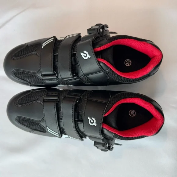 Peloton Black & Red Cycling Shoes with Cleats - Size 39 - Picture 8 of 12